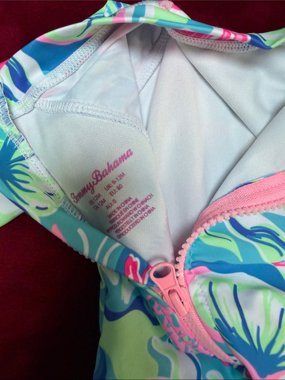 Tommy Bahama Girls' Blue & Pink Floral Zip-Front bathing suit